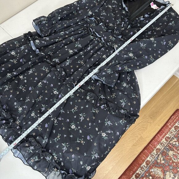Southern Fried Chics Womens Dress Extra Small Black Ditsy Floral Fairy Feminine - Picture 7 of 16